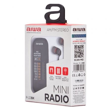 Aiwa R-22BK Radio de bolsillo portátil AM/FM Negra Aiwa R-22BK Radio de bolsillo portátil AM/FM Negra